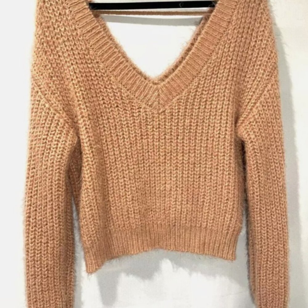 Pink fuzzy crop sweater